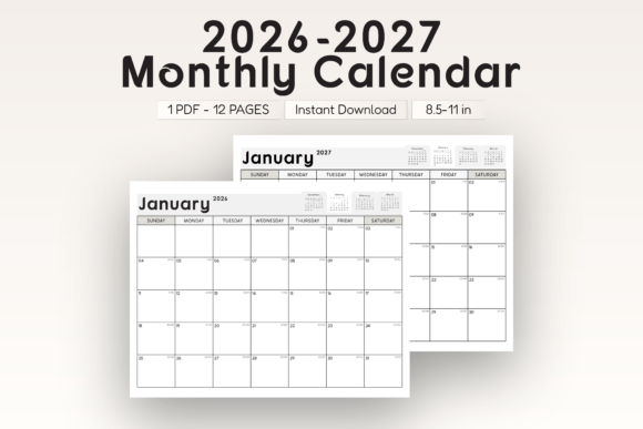 Download 2026-2027 Monthly Calendar Landscape - Calendar Collection